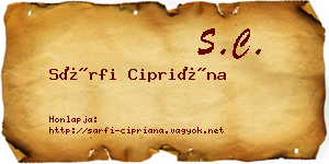 Sárfi Cipriána névjegykártya